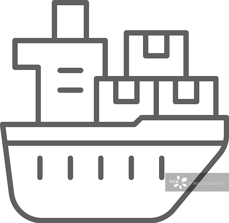 船舶交付服务图标与黑色轮廓图片素材