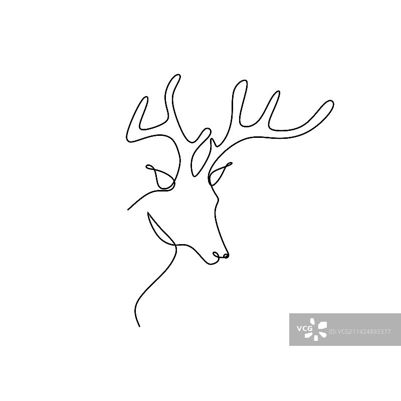 连续线条画鹿头图片素材