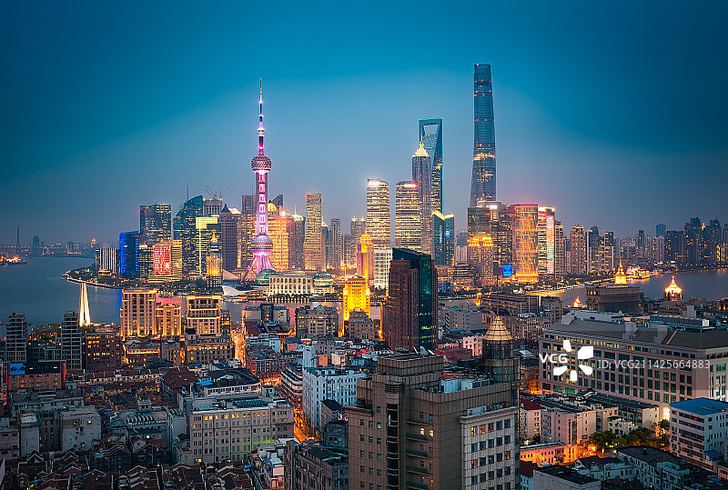 上海城市建筑夜景风光图片素材