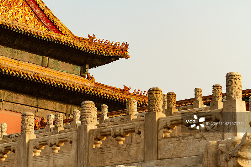 北京故宫博物院古代宫殿低视角镜头图片素材