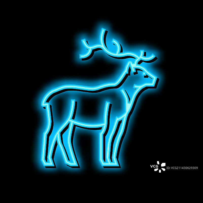 鹿动物在动物园霓虹灯发光图标图片素材