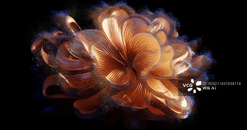 【AI数字艺术】盛开的花朵粒子抽象画图片素材