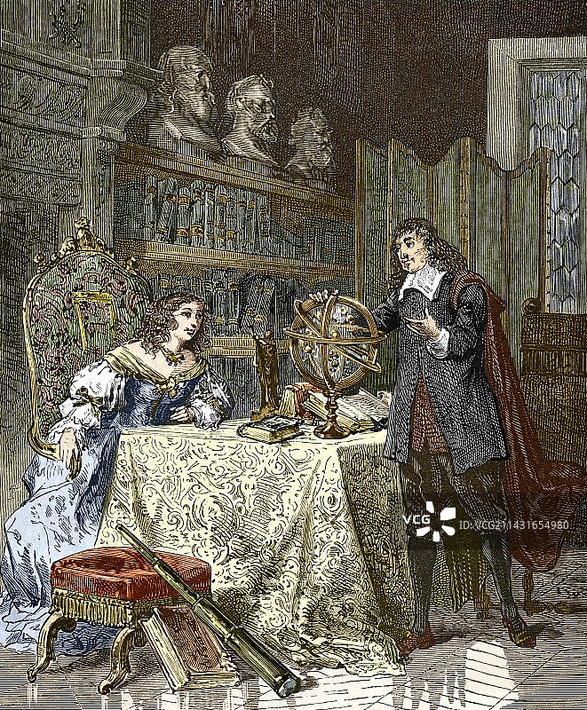 勒内·笛卡尔和克里斯蒂娜女王图片素材