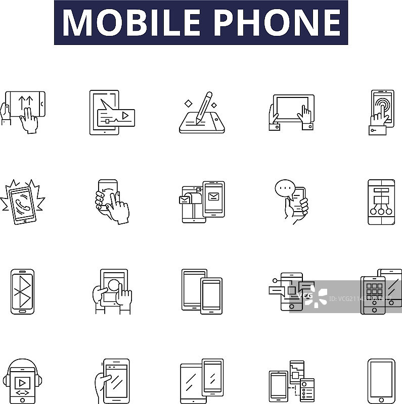 手机线路图标和手机标志图片素材