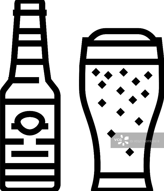 啤酒饮料瓶线图标图片素材