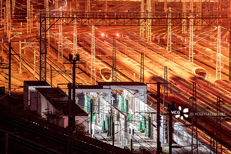 航拍上海高铁停车场图片素材
