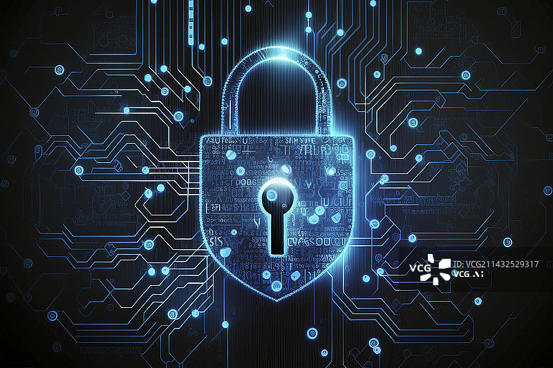 【AI数字艺术】网络安全概念加密锁图片素材