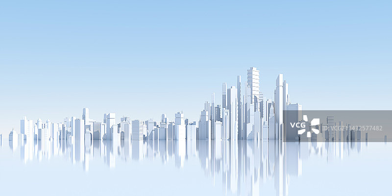 3D城市天际线和大数据概念图片素材