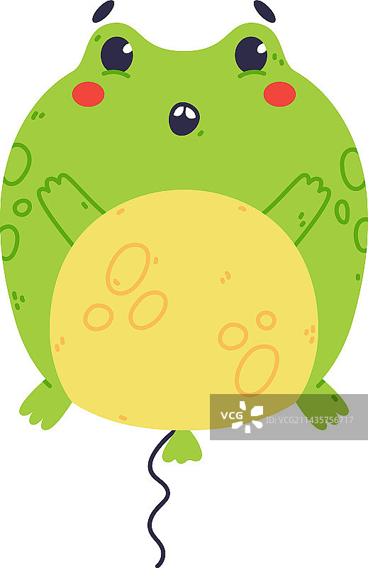 可爱的胖胖的绿色青蛙或蟾蜍的角色漂浮在图片素材