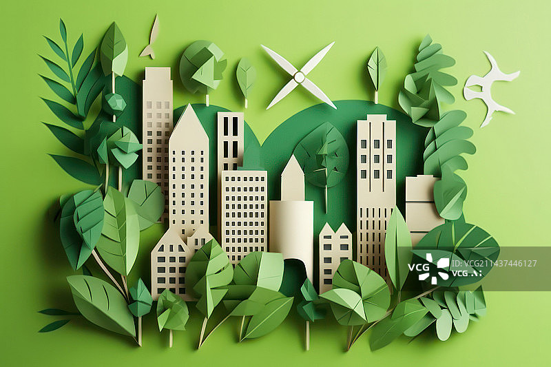 【AI数字艺术】绿色城市图片素材