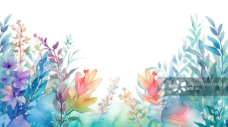 【AI数字艺术】水彩风格花卉背景插画图片素材