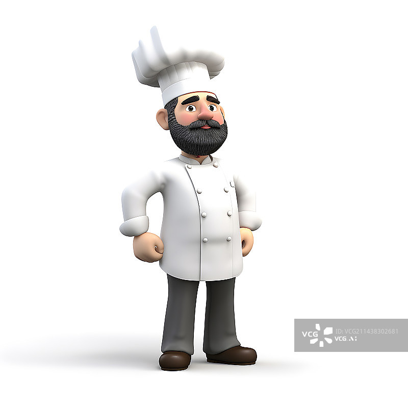【AI数字艺术】AIGC:可爱的西餐大胡子厨师3D图片素材