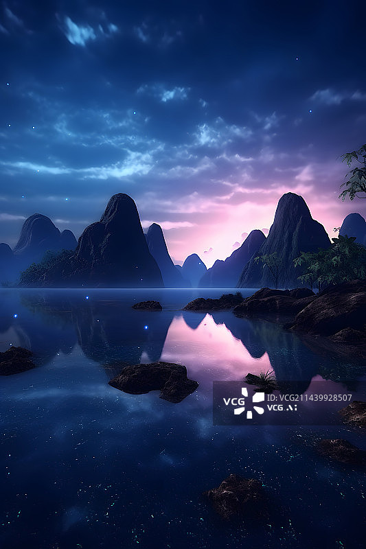 【AI数字艺术】AIGC:美丽壮观的山湖景观图片素材