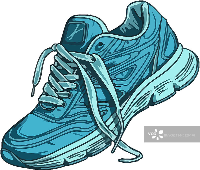 运动鞋设计与蓝色鞋带图片素材