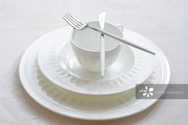 纯白色餐具套件图片素材
