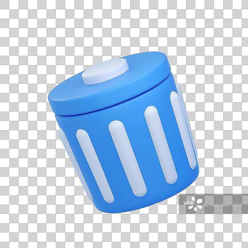 蓝色的科技感垃圾桶3d图标图片素材