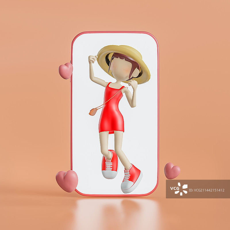 3D手机背景角色图片图片素材