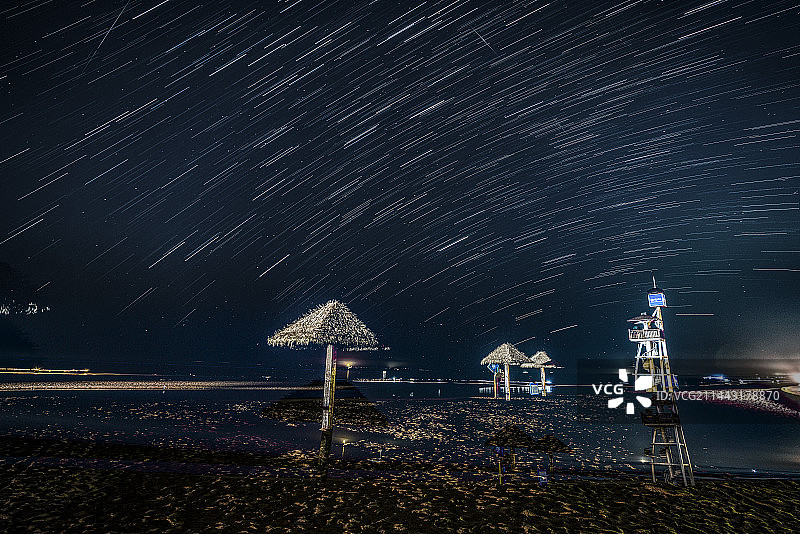 青岛西海岸城市阳台景区流星雨图片素材