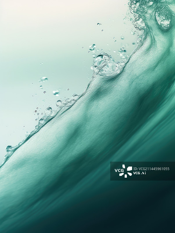 【AI数字艺术】淡绿色的背景中的液面图片素材