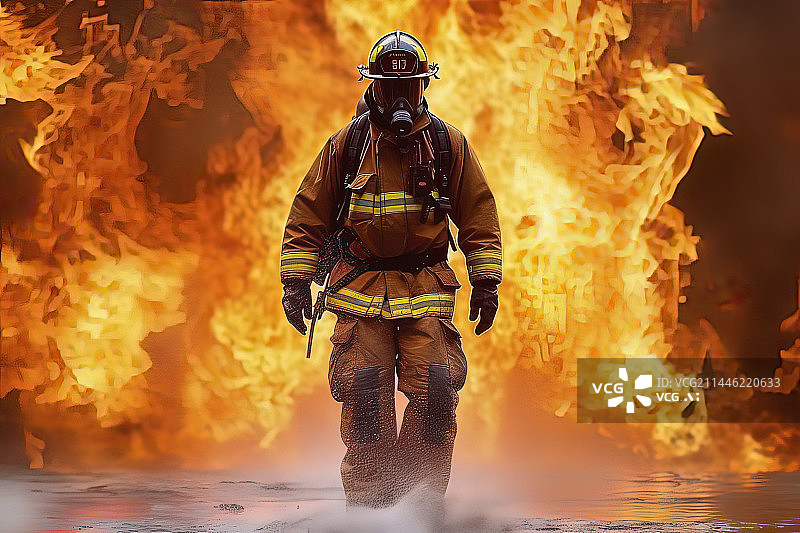 【AI数字艺术】消防员灭火现场图片素材