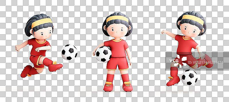 3D渲染的可爱的卡通足球运动员图片素材