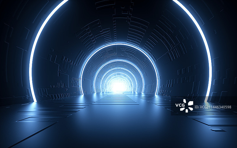 3d图形科技隧道光效展台场景图片素材