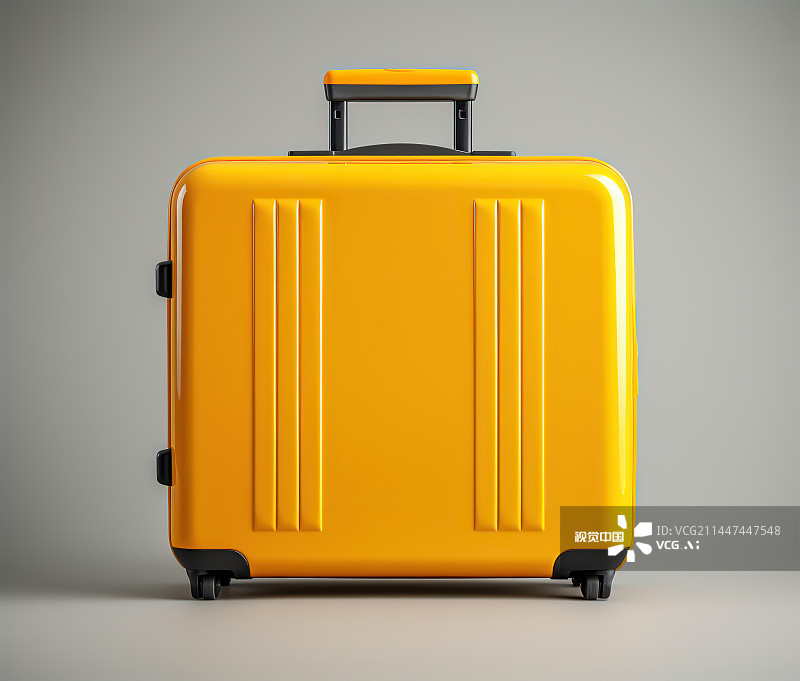 【AI数字艺术】黄色背景下的行李箱特写镜头图片素材