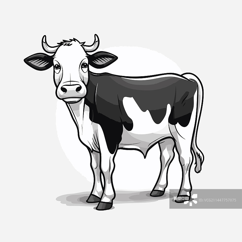 牛手绘牛涂鸦风格的卡通图片素材