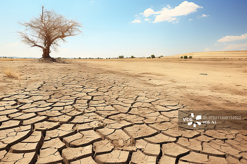 【AI数字艺术】龟裂土地干旱主题插画背景图图片素材