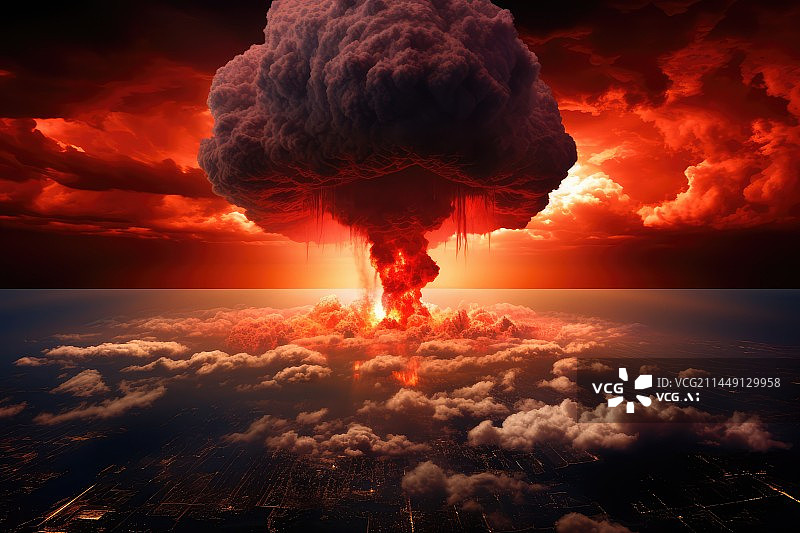 【AI数字艺术】户外环境中的核爆炸,原子爆炸,核灾难背景图片素材