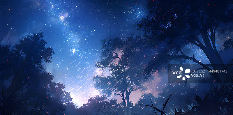 【AI数字艺术】夜晚星空下的风景壁纸图片素材