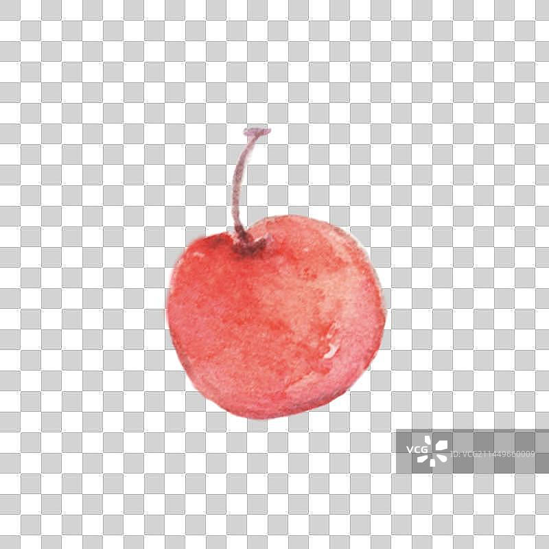 水彩手绘一个新鲜食物水果大红苹果特写图片素材