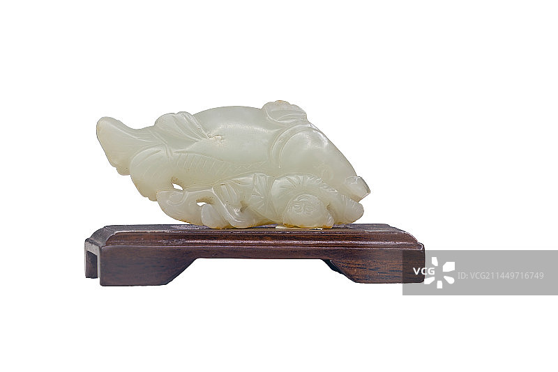 中国清代玉雕，玉器，鱼图片素材