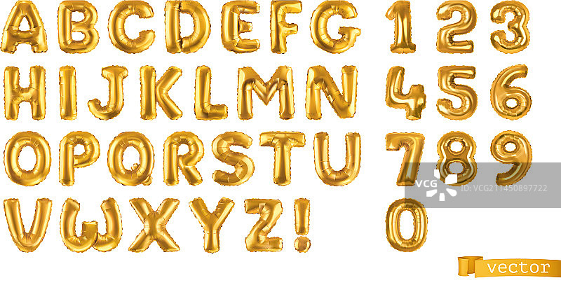 金色气球字母和数字3d图片素材