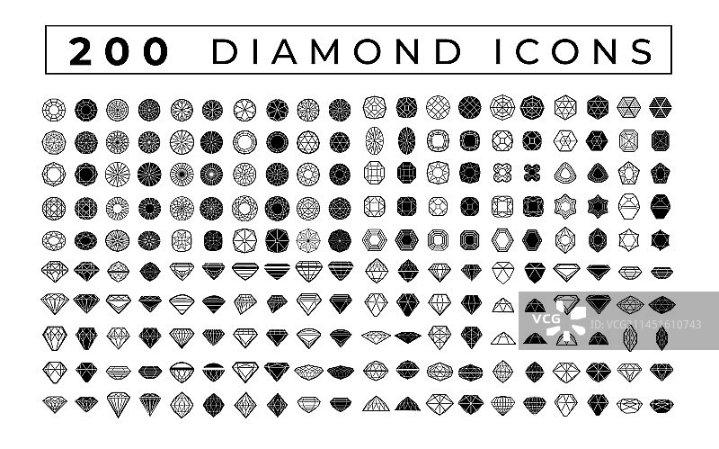 200个钻石图标包图片素材