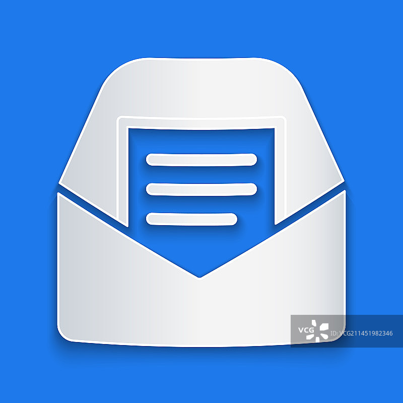 剪纸邮件和电子邮件图标隔离的蓝色图片素材