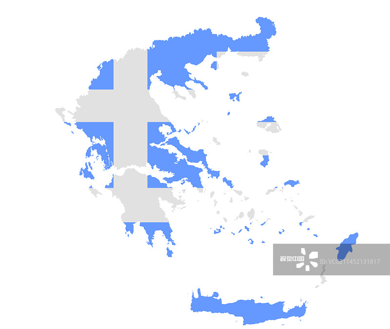 希腊地图旗帜剪影孤立图片素材