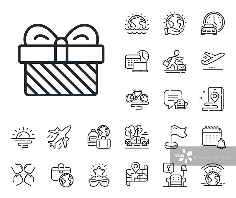 礼盒线图标圣诞或新年礼物图片素材