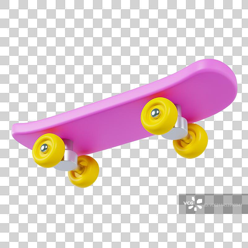 3D立体彩色滑板运动项目元素图片素材