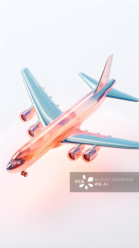 【AI数字艺术】三维水晶玻璃飞机图片素材