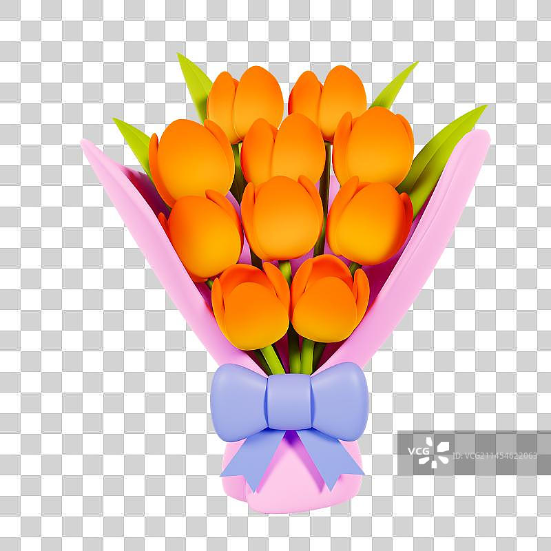 3D立体郁金香花束礼物花朵元素图片素材