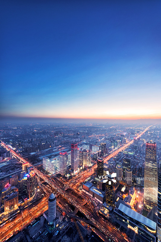 中国北京国贸建筑群日出图片素材