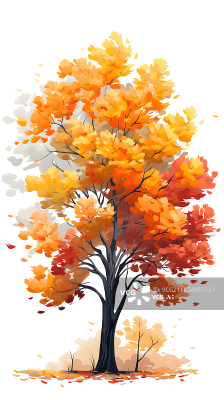 【AI数字艺术】秋天的树插画图片素材