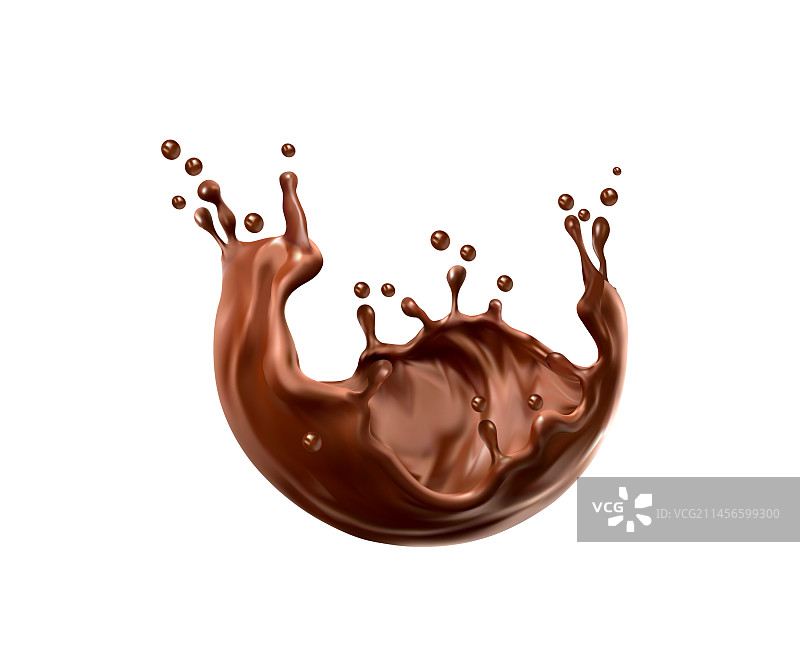 逼真的液体巧克力牛奶可可饮料飞溅图片素材