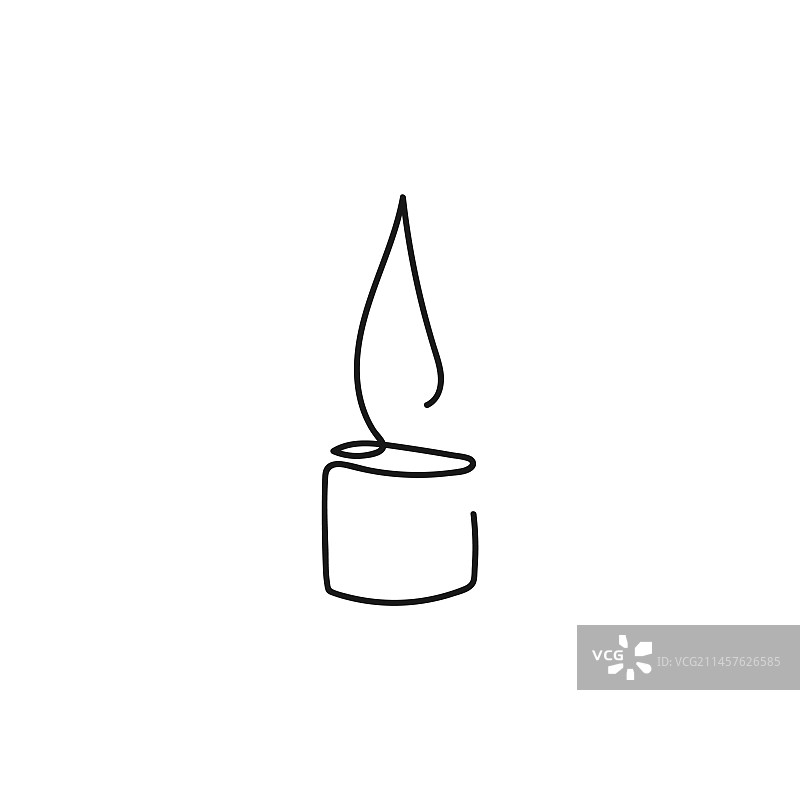 蜡烛一条线画在白色孤立图片素材