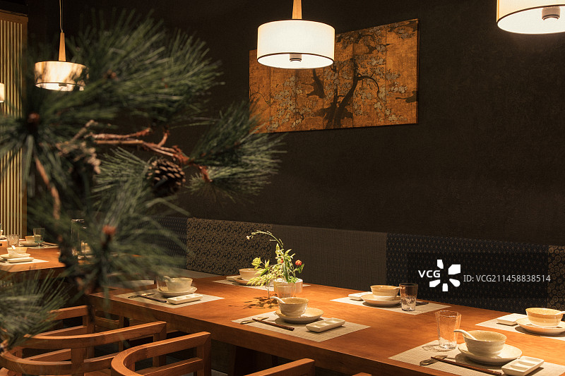日料餐厅餐饮空间温馨日式餐具烧鸟图片素材