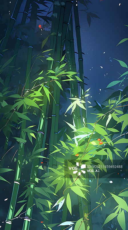 【AI数字艺术】竹林场景插画图片素材