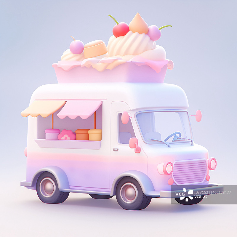 【AI数字艺术】食品卡车热狗,双十一购物节移动餐车购买食物外卖概念插图背景图片素材