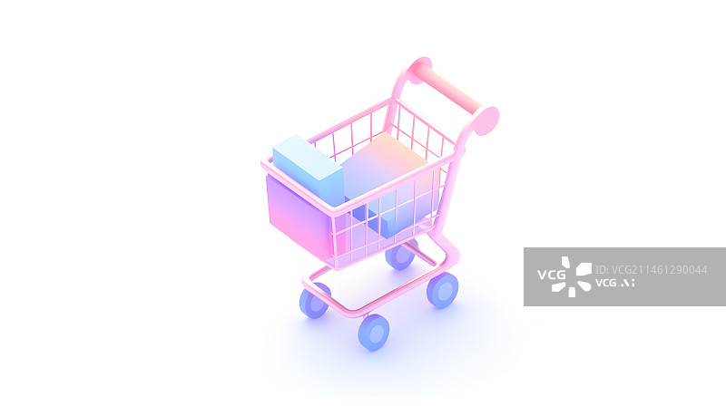 【AI数字艺术】三维立体购物车插画图片素材
