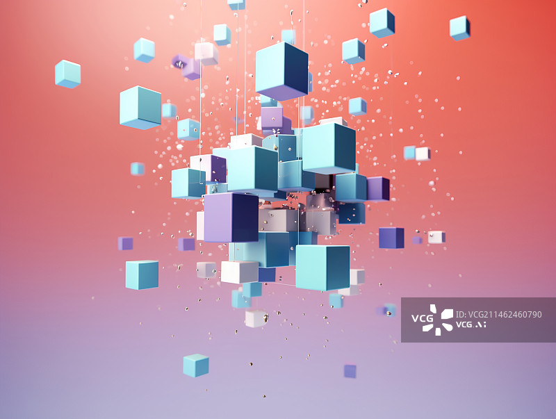 【AI数字艺术】彩色漂浮立方体背景图片素材